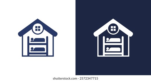 Bed house icon logo home sleep room hotel vector design