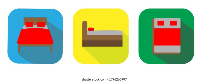 Icono de la cama. Icono plano de la habitación