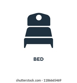 Bed icon. Black filled vector illustration. Bed symbol on white background. Can be used in web and mobile.