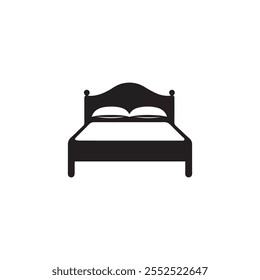 Ícone da cama . Ícone de cama preta sobre fundo branco. ilustração vetorial