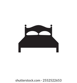Bed icon . Black Bed icon on white background. vector illustration