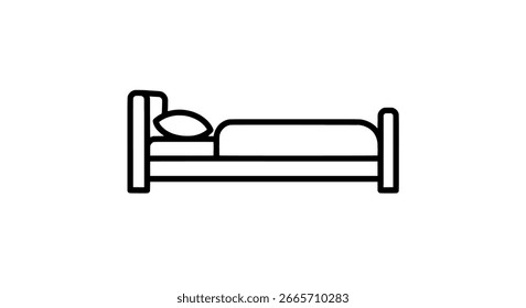Bed icon, black silhouette vector for home interior, furniture, and bedroom design concepts