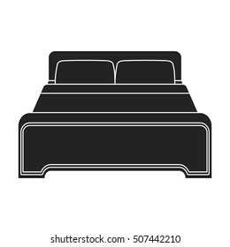 Bed icon in black style isolated on white background. Hotel symbol stock vector illustration.