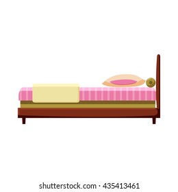 Bed icon in cartoon style