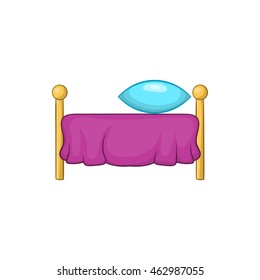 Bed icon in cartoon style on a white background