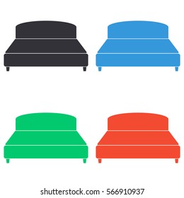 Bed icon - colored vector  set