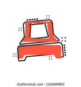 Bed icon in comic style. Sleep bedroom vector cartoon illustration pictogram. Relax sofa business concept splash effect.