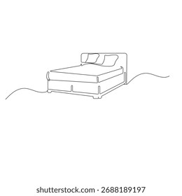 ícone de cama contínuo uma linha desenho contorno de tamanho duplo cama vetor ilustração