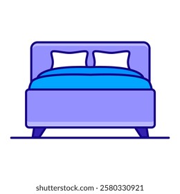 Bed Icon, Cozy Sleeping Furniture, Bedroom Interior Symbol