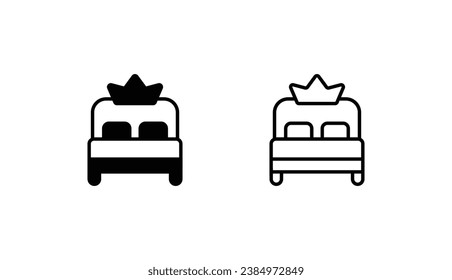 Diseño de iconos de cama con ilustración de fondo blanco