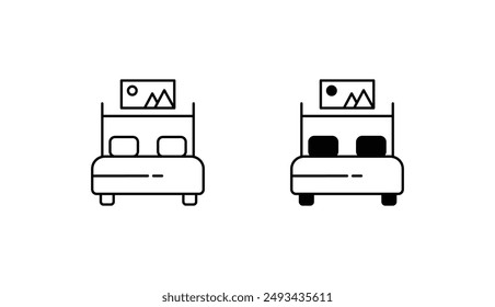 Bed icon design with white background stock illustration