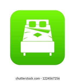Bed icon digital green for any design isolated on white vector illustration