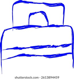 bed icon in doodle style. doodle icon with blue ink