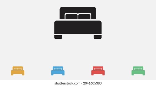 Bed icon. Double bed icon design. Bedroom symbol. Modern, simple flat vector illustration. Set of colorful flat design icons.