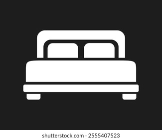 Bed icon. Double bed icon. Hotel motels, guest house, accommodation, apartment symbol isolated on white background.