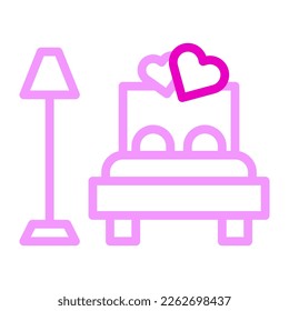 bed icon duocolor pink style valentine illustration vector element and symbol perfect. Icon sign from modern collection for web.