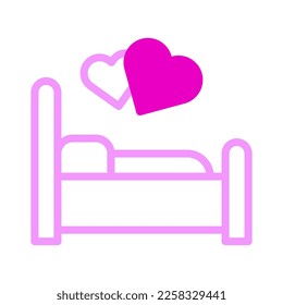 icono de la cama duotone estilo rosa valentina ilustración elemento vector y símbolo perfecto. Signo de icono de la colección moderna para la web.