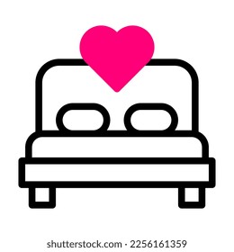 bed icon duotone red style valentine illustration vector element and symbol perfect. Icon sign from modern collection for web.