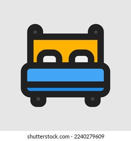 Bed-Icon in vollem Line-Stil über Möbel, Verwendung für Website-Mobile-App-Präsentation