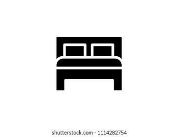  Bed icon flat