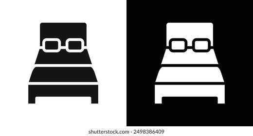 Conjunto de símbolos de línea plana de icono de cama.