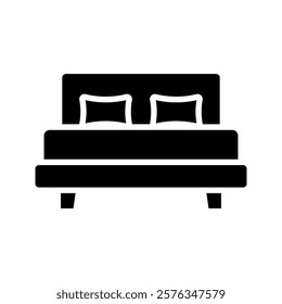 Bed icon Flat set in black and white color