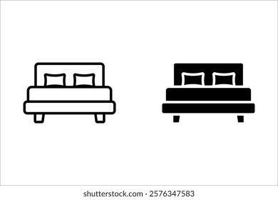 Bed icon Flat set in black and white color