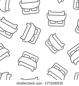 Bed icon in flat style. Bedroom sign vector illustration on white isolated background. Bedstead seamless pattern business concept.