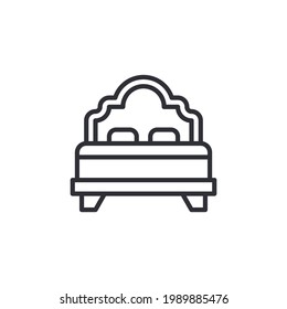 Bed icon in flat style. Hotel symbol. Double hotel room line icon. Double bed. Bed flat vector icon. Hotel flat vector icon. Lodging flat vector