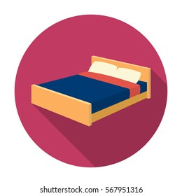 Bed icon in flat style isolated on white background. Sleep and rest symbol stock vector illustration.