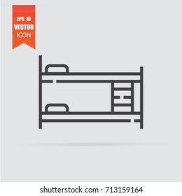 Bed icon in flat style isolated on grey background. For your design, logo. Vector illustration.
