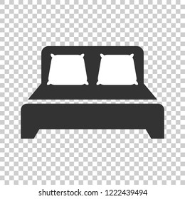 Bed icon in flat style. Sleep bedroom vector illustration on isolated background. Relax sofa business concept.