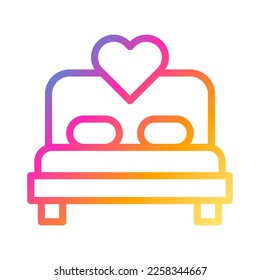 icono de la cama estilo gradiente de la ilustración valentina elemento vector y símbolo perfecto. Signo de icono de la colección moderna para la web.