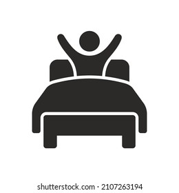 Icono de la cama. Buenos días. Icono del vector aislado en fondo blanco.