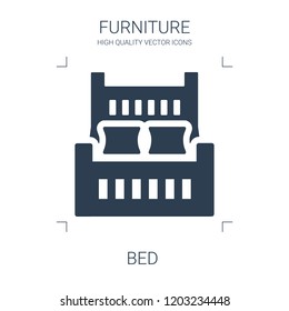 bed icon. high quality filled bed icon on white background. from furniture collection flat trendy vector bed symbol. use for web and mobile