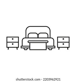 bed icon. Home decor. Home interior design. Vector illustration. Stock image.