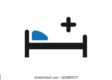 Bed icon, hospital icon, hotel icon vector illustration