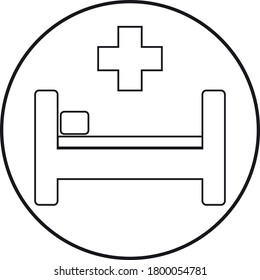 bed icon for hospital; line art style; vector illustration, symbol for app, print or web.