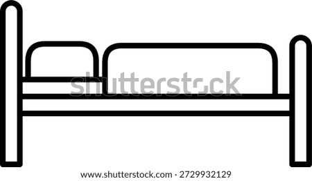 Bed icon for hotel accommodation and hospital medical furniture