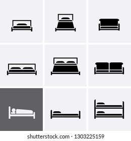 Bed Icon or Hotel room Icons. Vector set