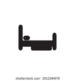 Das Bettsymbol. Hotelsymbol. Flache Illustration auf weißem Hintergrund