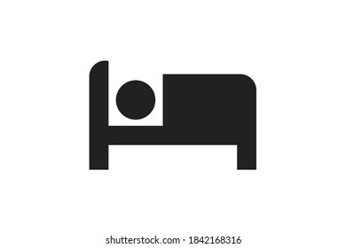 Bed icon. Hotel symbol. Hospital logo. Sleep roon concept, sleep sign in vector flat style.