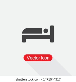 Bed Icon, Hotel Symbol, Hostel Symbol Vector Illustration On Light Gray Background Eps10