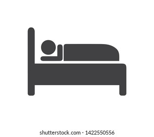 Bed icon, hotels sign, human sleeping on the bed icon 