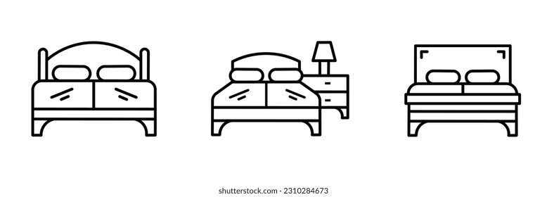Bed. Bed icon illustration set. Stock vector.