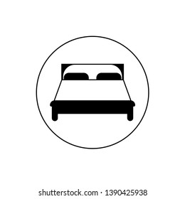 Bed icon isolated on background. Bedroom interior. House furniture. Vector flat design 