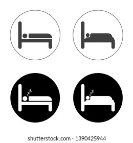 Bed icon isolated on background. Bedroom interior. House furniture. Vector flat design 