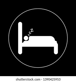 Bed icon isolated on background. Bedroom interior. House furniture. Vector flat design 