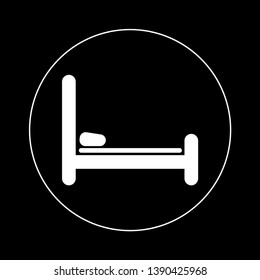 Bed icon isolated on background. Bedroom interior. House furniture. Vector flat design 