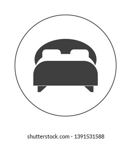 Bed icon isolated on background. Bedroom interior. House furniture. Vector flat design 